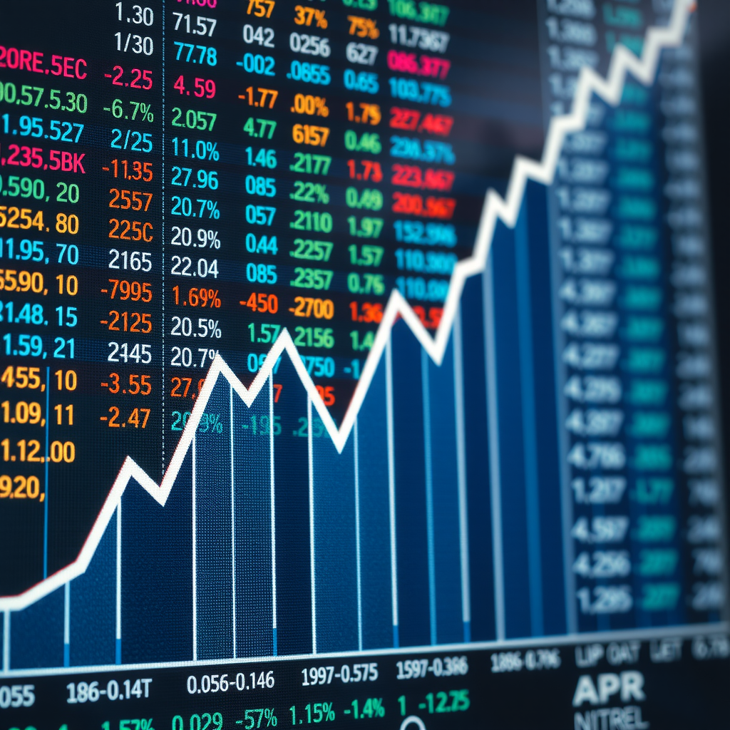 Graphique illustrant les fluctuations du marché boursier avec des courbes ascendantes et descendantes, représentant la volatilité naturelle des investissements sur fond de données financières