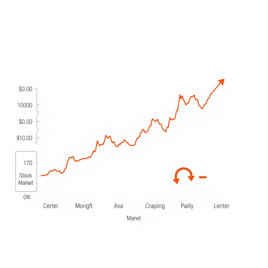 Diagramme montrant les fluctuations à court terme du marché boursier avec une ligne de tendance ascendante à long terme, démontrant comment la volatilité quotidienne s'inscrit dans une croissance globale positive