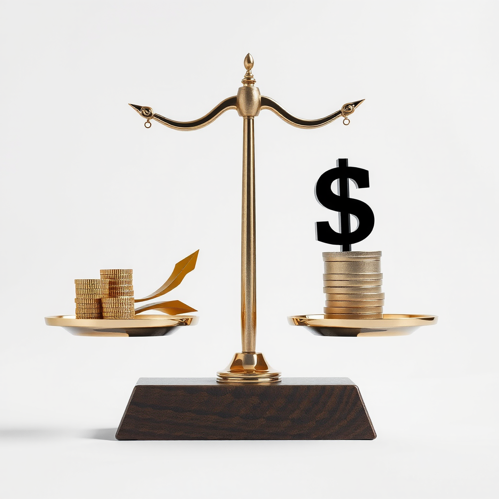 Balance montrant le risque versus la récompense avec des symboles d'investissement, illustrant l'équilibre entre tolérance au risque et objectifs financiers