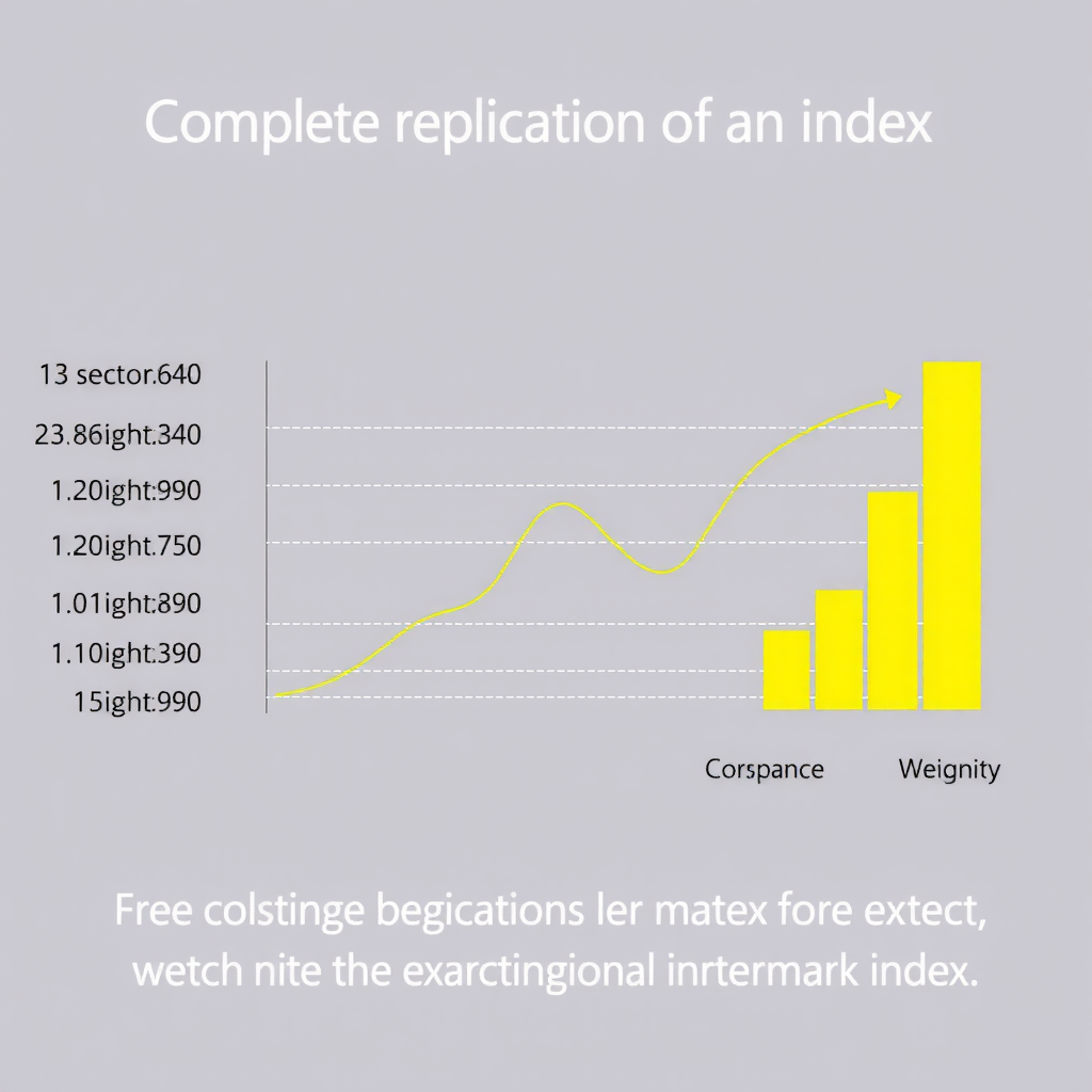 Diagramme illustrant la réplication complète d'un indice, montrant les pondérations des différents secteurs et la correspondance exacte avec l'indice de référence