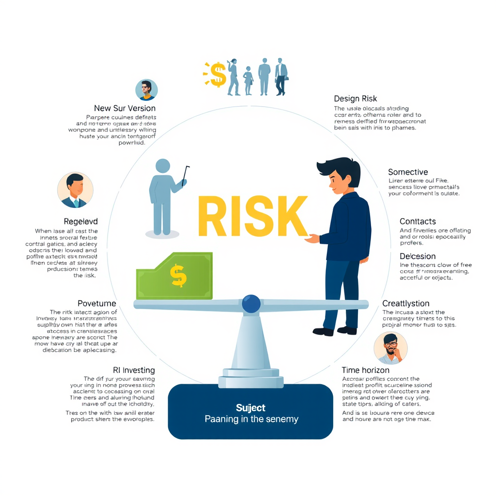 Illustration conceptuelle montrant une balance entre risque et récompense, avec des éléments visuels représentant différents profils d'investisseurs et leurs horizons temporels personnels